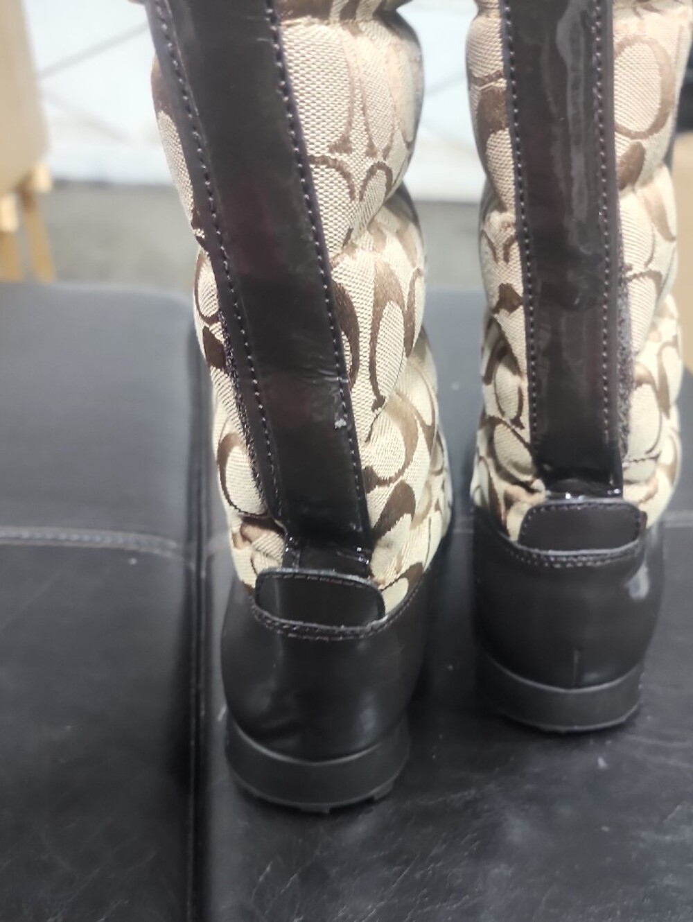 Coach Quilted Signature Logo Boots - Brown/Cream - Picture 10 of 14